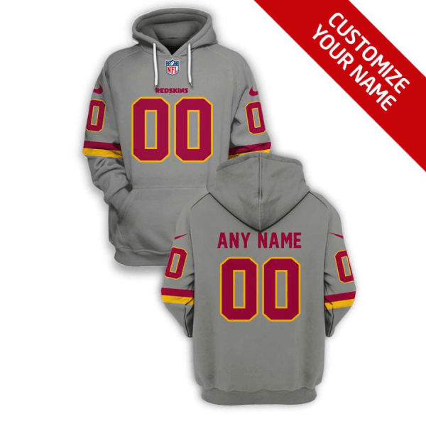Men's Grey Washington Football Team Active Player Custom 2021 Pullover Hoodie
